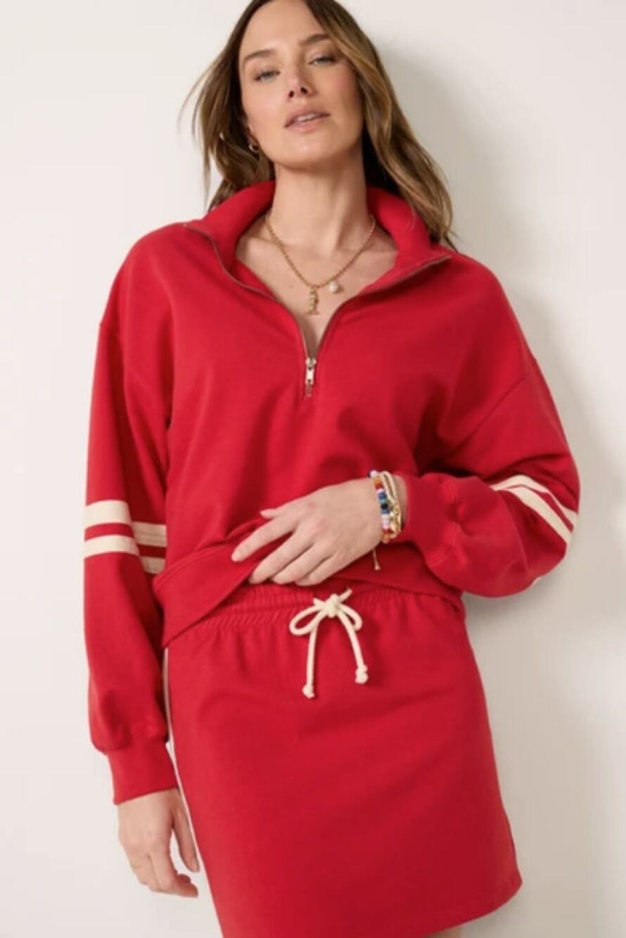 Daydreamer Varsity Quarter Zip Sweatshirt XS NWOT